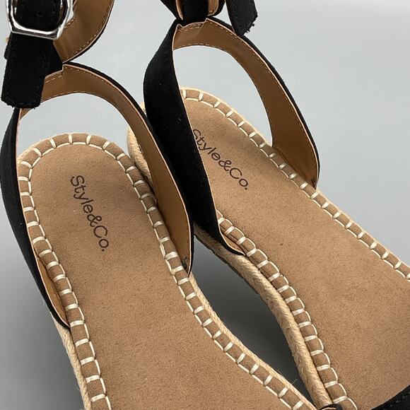 NEW Style & Co Women’s Peggyy Ankle Strap Espadrille Flat Sandals Black Size 8M - Picture 5 of 10